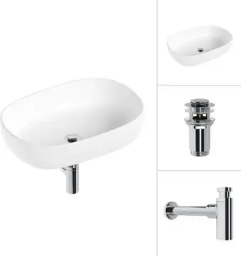 Умывальник Lauter 21836 + клапан 21190CH + сифон 21635CH (хром) - изображение в каталоге