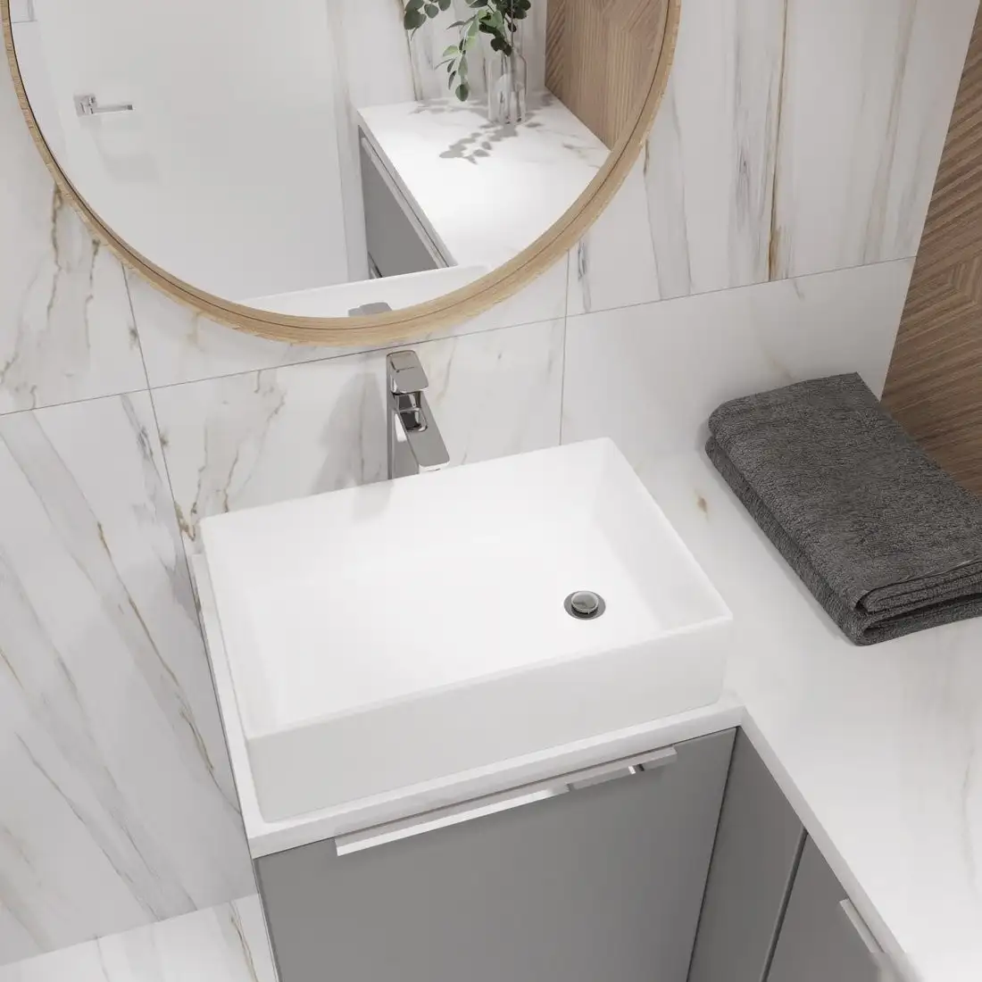 Умывальник Lauter 21518-1 + клапан 21190CH + сифон 21635CH (хром) - фото товара