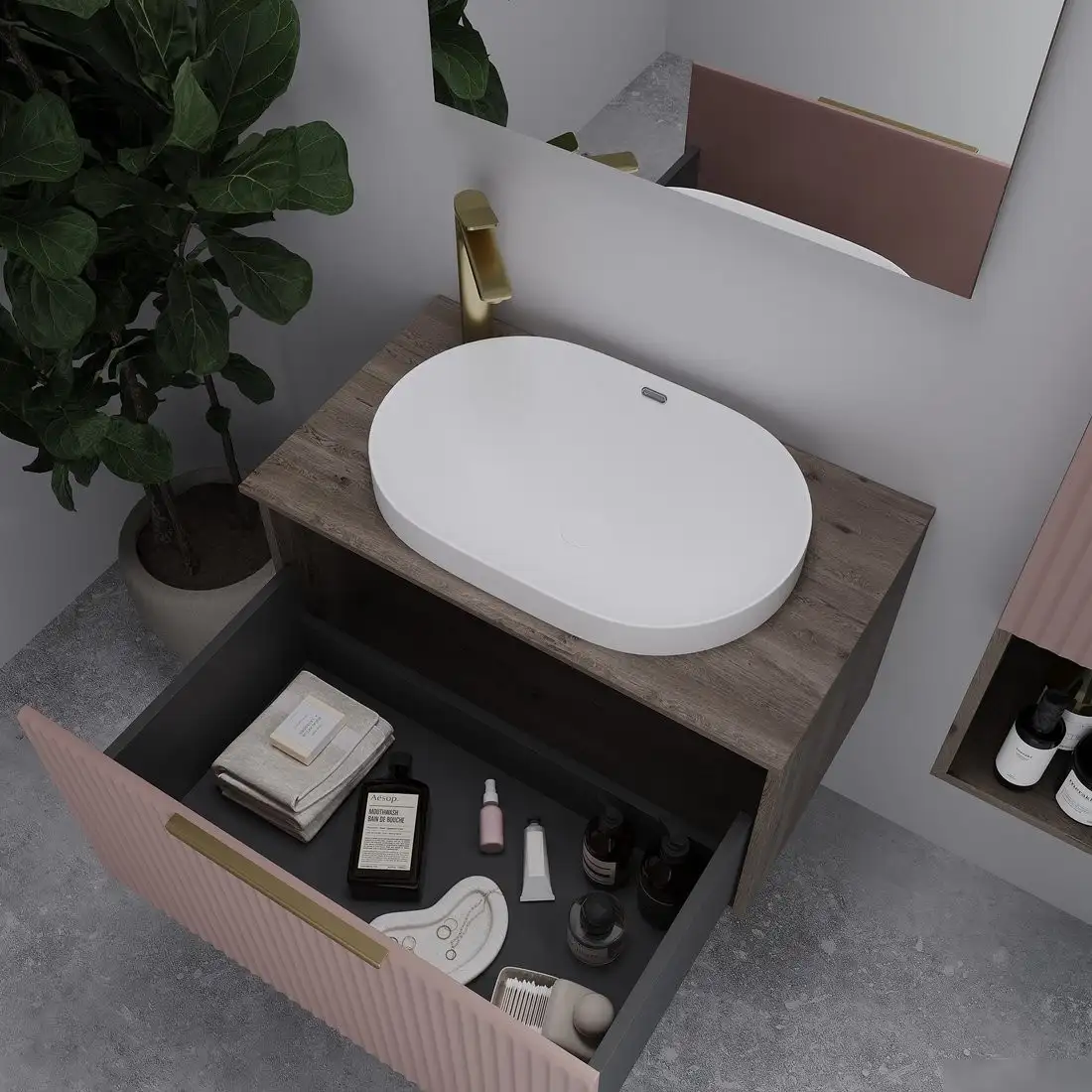 ЗОВ Тумба под умывальник Дублин 100 DU100TSMFR (флавио античная роза) – фото товара