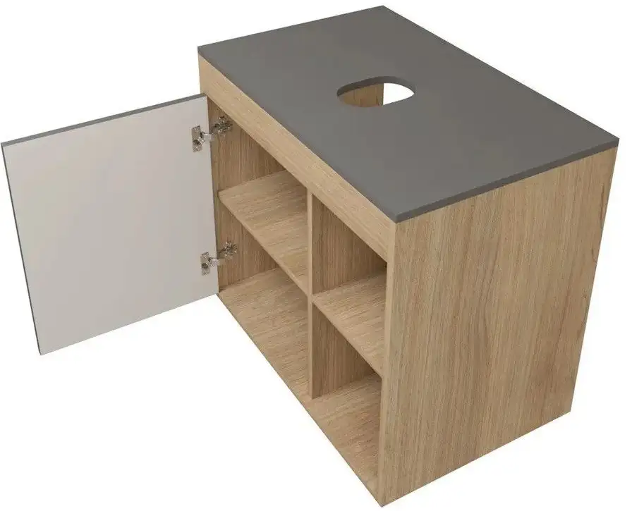 Teymi Тумба под умывальник Nura 80 T60534 (дуб эврика/графит матовый) – фото товара