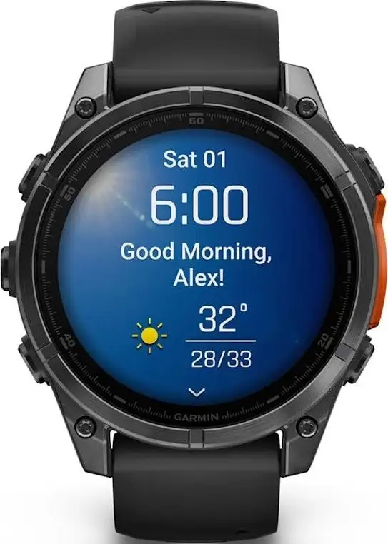 Умные часы Garmin Fenix 8 47мм (серый, черный силиконовый ремешок) – фото товара