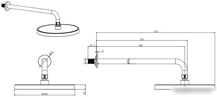 Верхний душ Aquatek AQ2080MB - фото товара