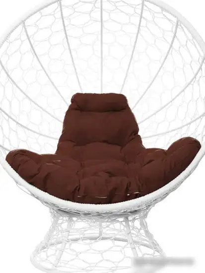 Кресло M-Group Кокос на подставке 11590105 (белый ротанг/коричневая подушка) – фото товара