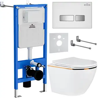 Унитаз подвесной Roxen Antares Gold в комплекте с инсталляцией StounFix Slim 6 в 1 904965 (белое стекло) - изображение в каталоге