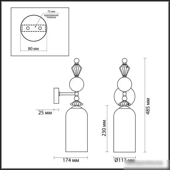 Бра Odeon Light Classic 4855/1WA – фото товара