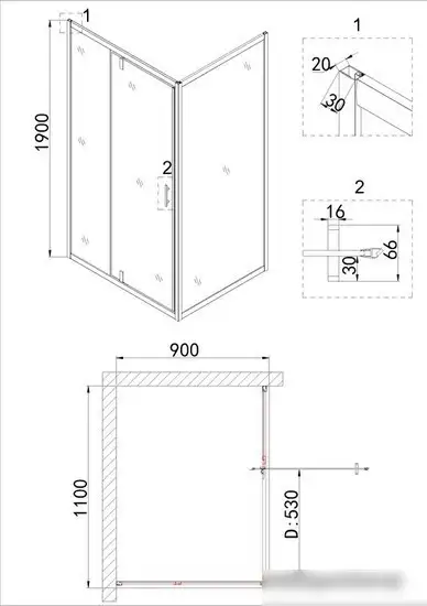Душевой уголок Niagara NG-43-11AG-A90G 110x90x190 - фото товара