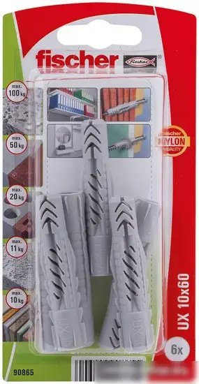 Дюбель универсальный Fischer UX 10X60 K NV 90865 (6 шт) – фото товара