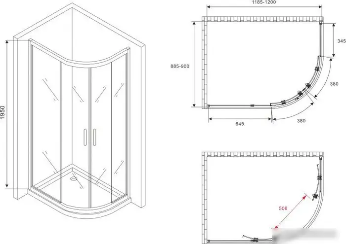 Душевой уголок Abber Schwarzer Diamant AG01129 - фото товара
