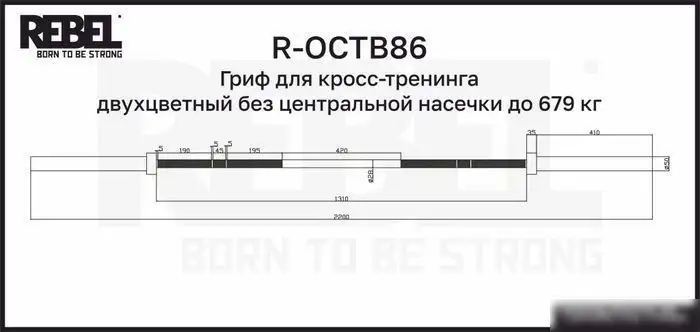 Гриф для штанги Rebel R-OCTB86 – фото товара