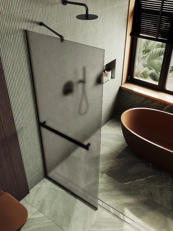 Душевая стенка MaybahGlass 109x195 MGD-710-6у (бронзовое матовое стекло/черный) - фото товара