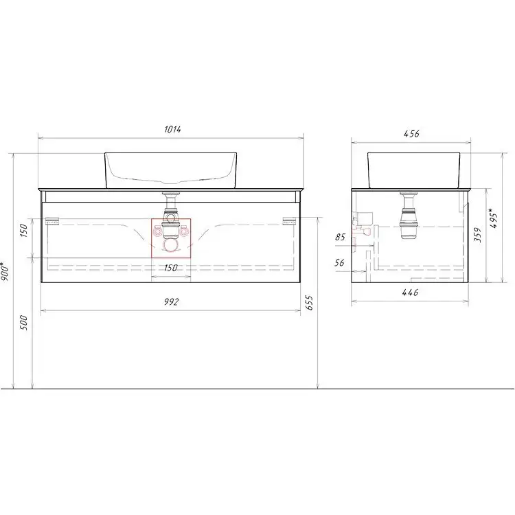 Aqwella Тумба под умывальник Geometria GE01101WM+STG1014X456GS – фото товара