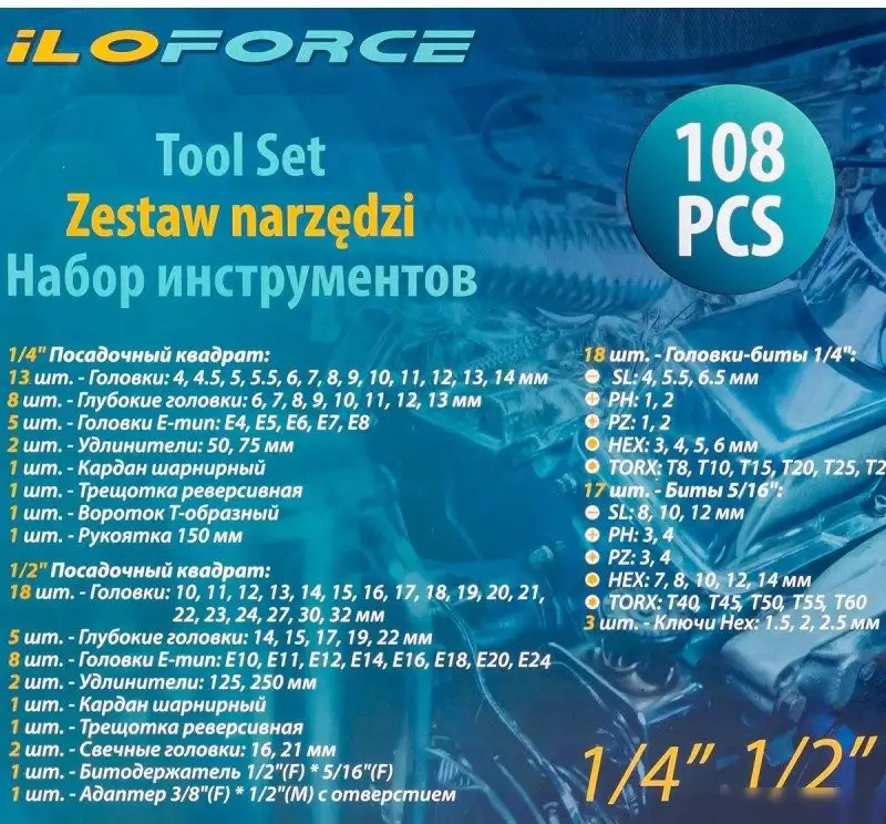 Универсальный набор инструментов ILOforce IF-41082-5(52229) – фото товара