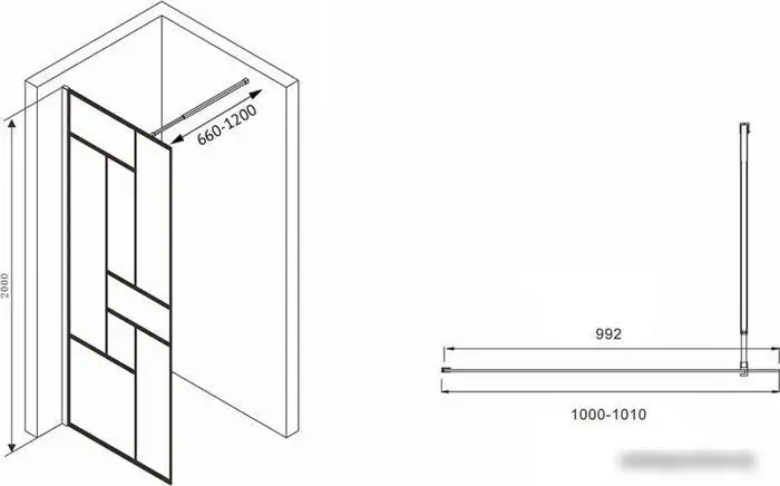 Душевая стенка Abber Immer Offen AG63100B - фото товара