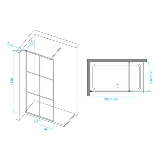 Душевая стенка RGW Walk In WA-111B 411011110-84 100 (черный/прозрачное стекло) - фото товара