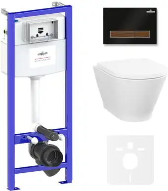 Унитаз Lavinia Boho Relfix Elegant Rimless 6 в 1 87561075 (черный/дерево пластик) - изображение в каталоге