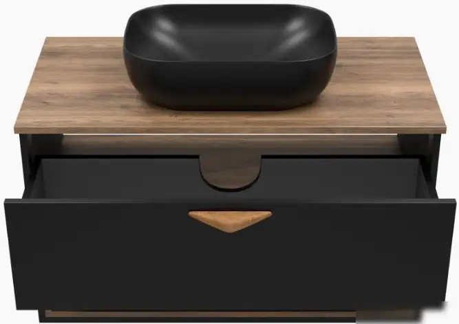 Brevita Тумба под умывальник Bergen 90 BER-07090-19-02-1Я (черный/темное дерево) – фото товара