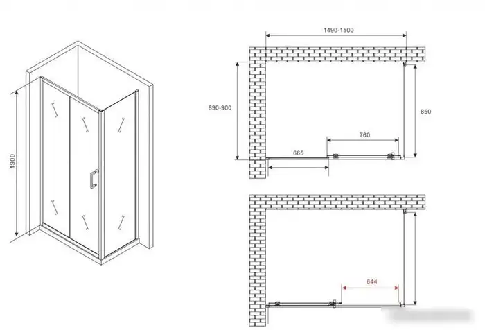 Душевой уголок Abber Schwarzer Diamant AG301505-S905 - фото товара