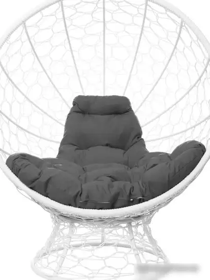Кресло M-Group Кокос на подставке 11590109 (белый ротанг/серая подушка) – фото товара