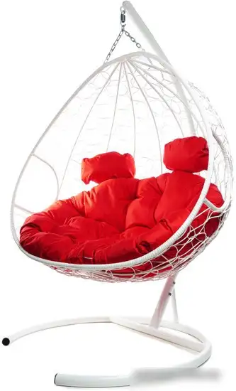 Подвесное кресло M-Group Для двоих 11450106 (белый ротанг/красная подушка) – фото товара