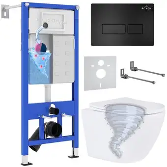 Унитаз подвесной Roxen Antares Tornado в комплекте с инсталляцией StounFix Dual Fresh 6 в 1 968313 (кнопка: черный матовый) - изображение в каталоге