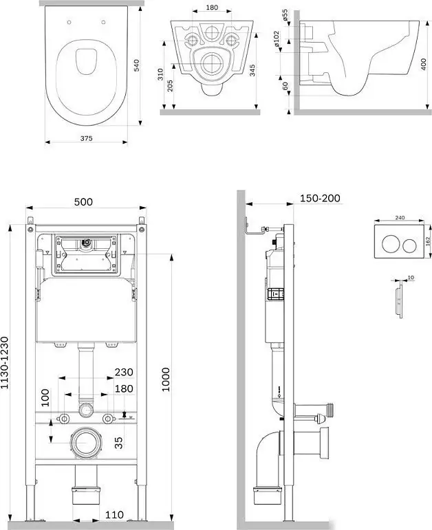 Унитаз подвесной AM.PM Prime Fit IS90101.8F1701 (с кнопкой смыва) - фото товара