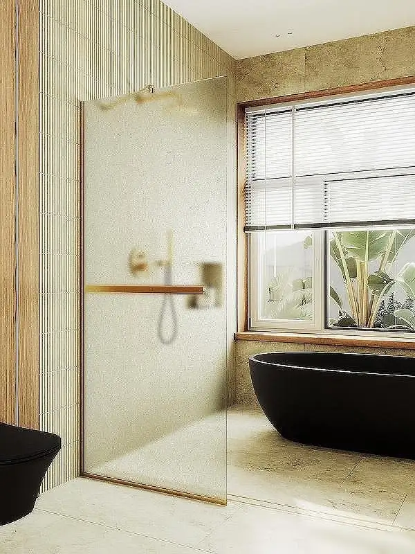 Душевая стенка MaybahGlass 89x195 MGD-737-3у (сатин стекло/золото) - фото товара