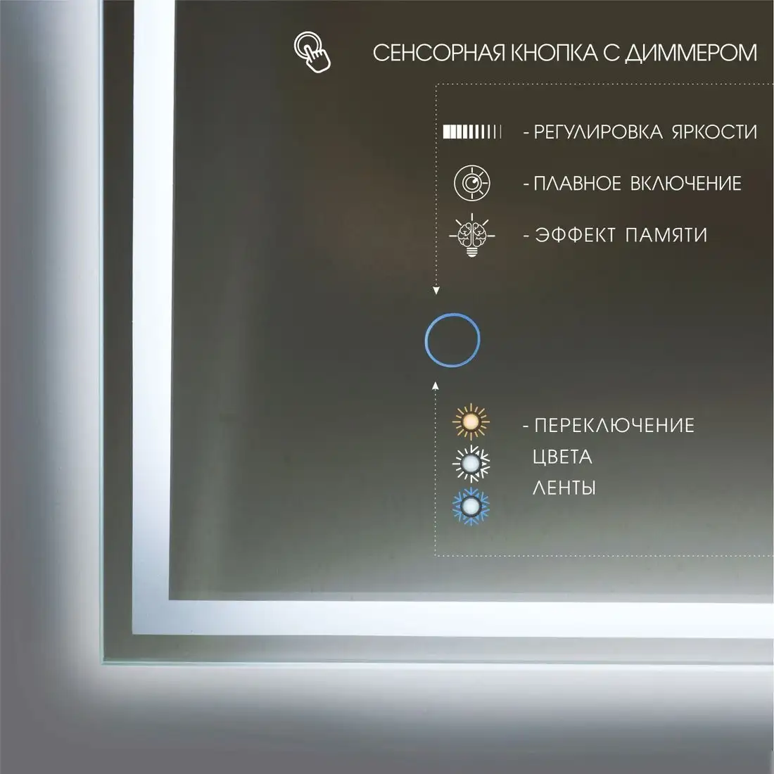 Алмаз-Люкс Зеркало Darwin 80100s-1 (с подсветкой и сенсорной кнопкой) – фото товара