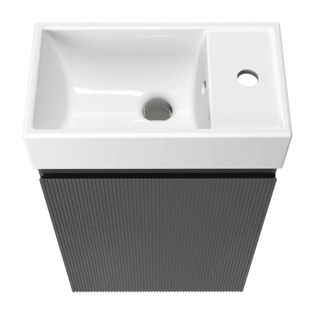 Wellsee Тумба под умывальник 2 в 1 WC Area 221802001 (тумба/матовый темно-серый, раковина/глянцевый белый, без ножек) – фото товара