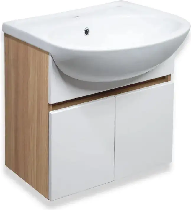 Runo Тумба с умывальником Runo Лада 60 + Уют 60 (подвесная, блэквуд/белый) – фото товара