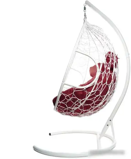 Подвесное кресло M-Group Для двоих 11450102 (белый ротанг/бордовая подушка) – фото товара