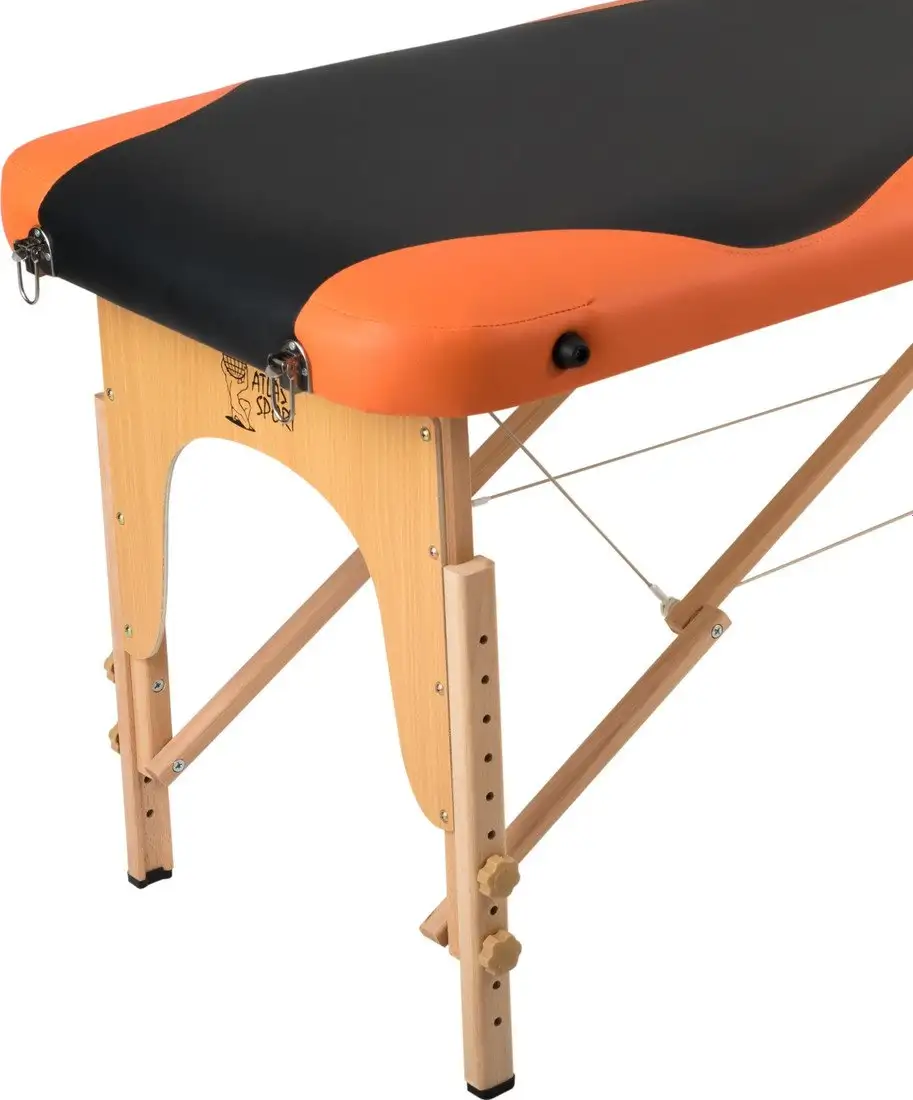 Массажный стол Atlas Sport складной 2-с 60 см деревянный (черно-оранжевый) – фото товара