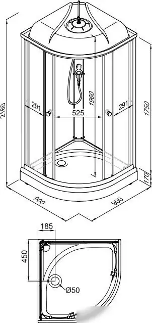 Душевая кабина Saniteco SNT CL-90 90х90 (белый/прозрачное стекло) - фото товара