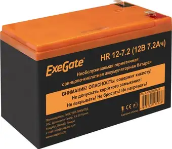 Аккумулятор для ИБП ExeGate HR 12-7.2 (12В, 7.2 А·ч) – изображение в каталоге