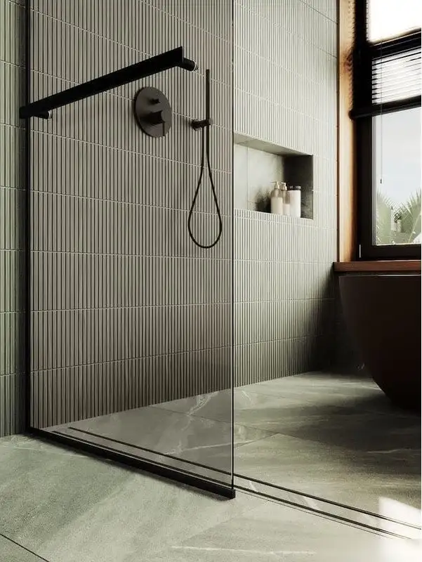 Душевая стенка MaybahGlass 89x195 MGD-733-6у (бронзовое стекло/черный) - фото товара