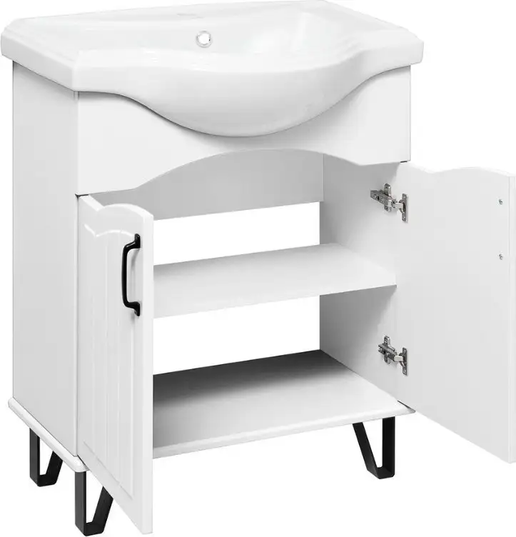 Runo Тумба с умывальником Runo Марсель 65 + Классик 65 (напольная, белый) – фото товара