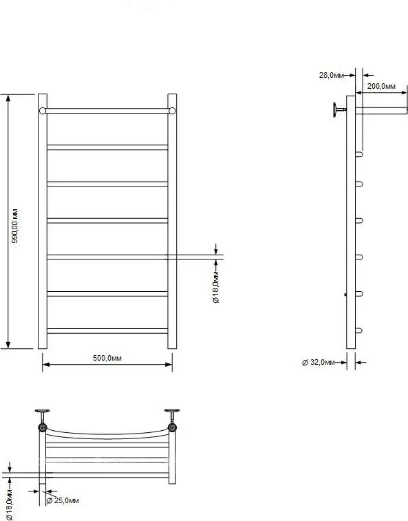 Полотенцесушитель Aquanet Romeo 100x50 281992 (с полкой, правый) - фото товара