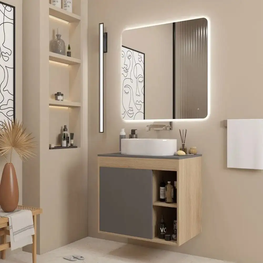 Teymi Тумба под умывальник Nura 80 T60534 (дуб эврика/графит матовый) – фото товара