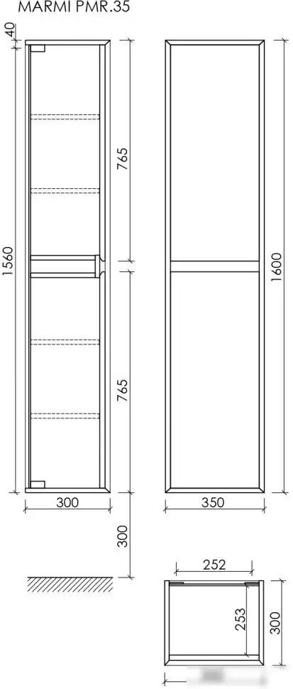 Sancos Шкаф-пенал Marmi PMR35EG (дуб галифакс натуральный) – фото товара