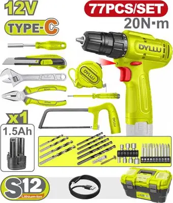 Дрель-шуруповерт Dyllu DTDT4B77 (с 1-им АКБ, кейс, набор инструментов) – изображение в каталоге