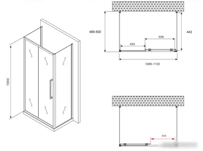Душевой уголок Abber Schwarzer Diamant AG30110BH-S50B-S50B - фото товара