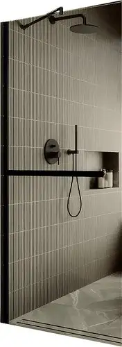 Душевая стенка MaybahGlass 69x195 MGD-702-6ш (бронзовое стекло/черный) - изображение в каталоге