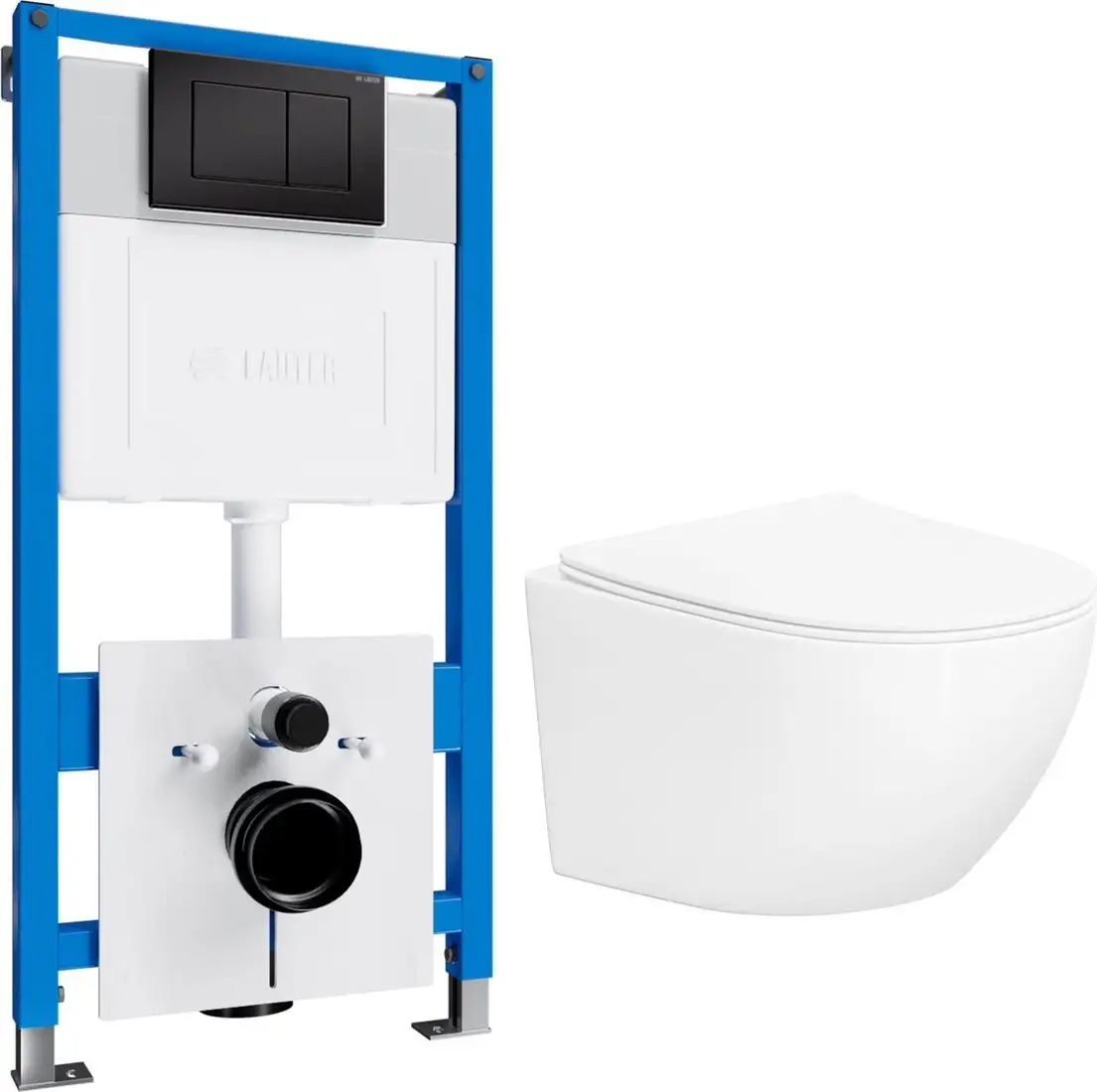 Унитаз подвесной Lauter Sulzdorf с микролифтом и кнопкой смыва 219704J (белый/черный) - фото товара