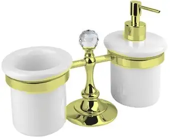 Стакан для зубной щетки и пасты Cezares Olimp-TDT-03/24-Sw (белый/золото/прозрачный) – изображение в каталоге