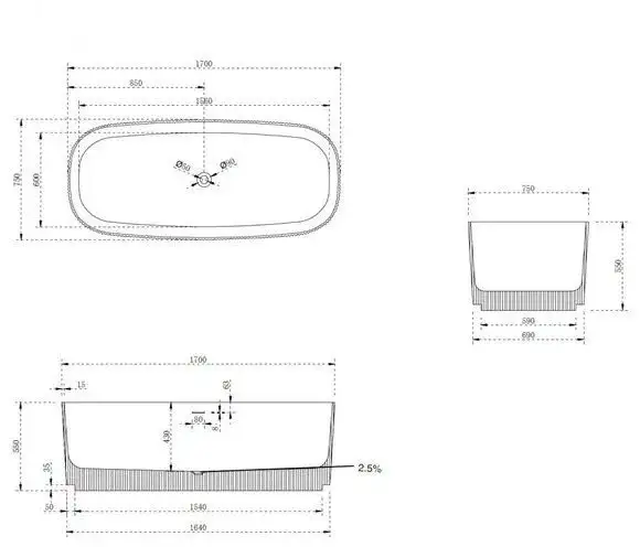 Ванна Abber Stein 170x75 AS9601MS - фото товара