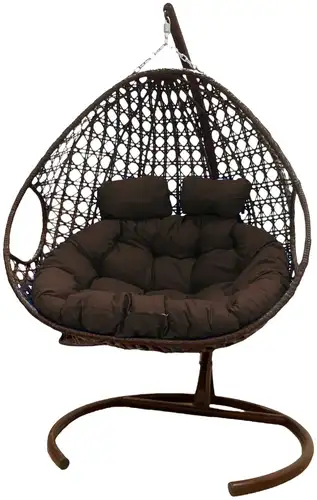 Подвесное кресло M-Group Для двоих Люкс 11510205 (коричневый ротанг/коричневая подушка)