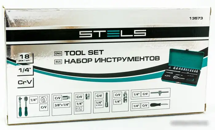 Набор трещотка с головками Stels 13573 (18 предметов) – фото товара