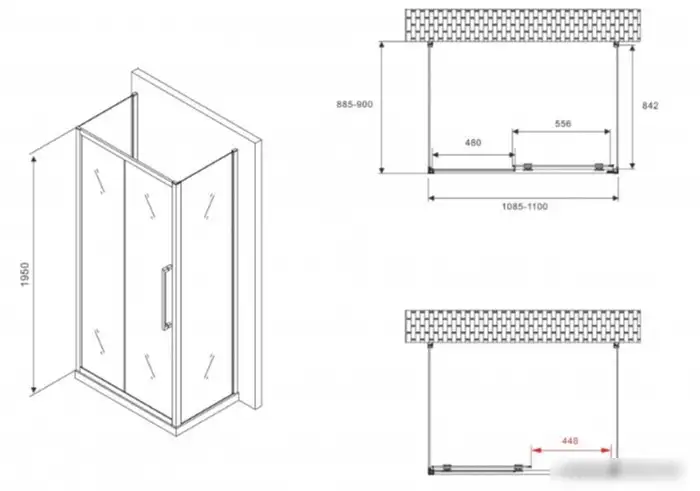 Душевой уголок Abber Schwarzer Diamant AG30110H-S90-S90 - фото товара