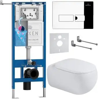 Унитаз подвесной Roxen Titan в комплекте с инсталляцией StounFix Dual Fresh 6 в 1 967203 (кнопка: хром) - изображение в каталоге