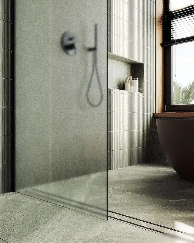 Душевая стенка MaybahGlass 89x195 MGD-690-6ш (сатин стекло/черный) - фото товара