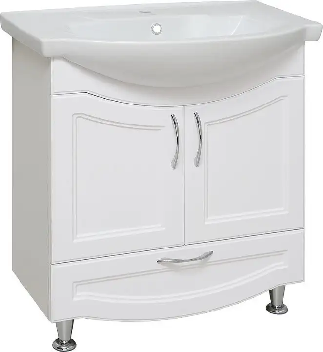 Runo Тумба с умывальником Runo Неаполь 75 + Элеганс 75 (напольная, белый) – фото товара